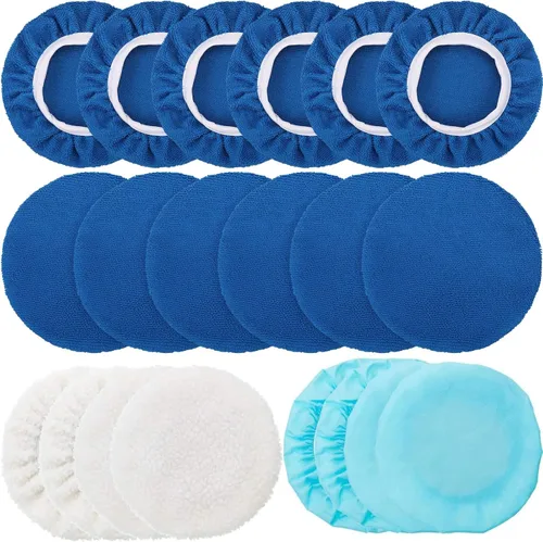 Vista 11 de 20 Piezas Almohadillas Pulidoras Orbitales para Automóvil Capó de Almohadilla de Microfibra Max Capó de Pulido y Abrillantado Cubierta de Azul