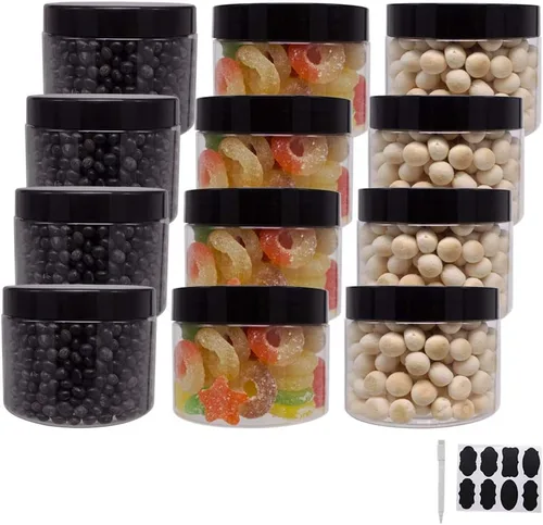 Vista 11 de zmybcpack Paquete de 12 tarros de plástico de 10 onzas con tapas, tarro
