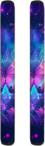 Vista 45 de 2 fundas para manijas de refrigerador, decoración otoñal, hojas de arce, fundas para manijas de puerta de nevera, lavables a máquina, microondas