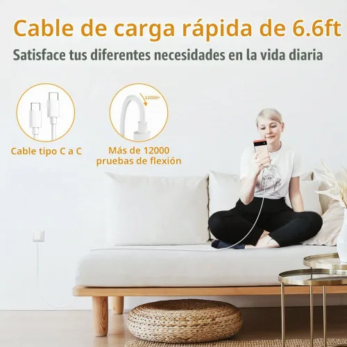 Vista 6 de Paquete de 2 cargadores rápidos USB C de 30 W con cable de carga tipo C