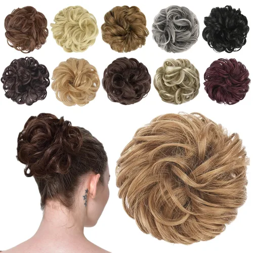 Vista 54 de FESHFEN Pieza de Cabello de Moño Desordenado - Extensiones de Coleteros de Moño de Cabello Ondulado Rizado Elástico Postizos Sintéticos para Mujeres