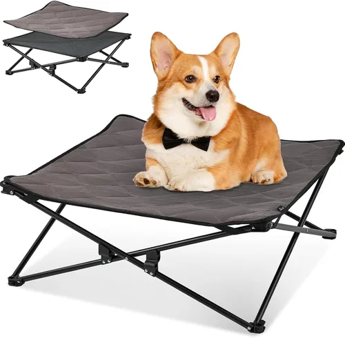 Vista 11 de KingCamp Cama elevada para perros pequeños, cama de mascotas elevada y de enfriamiento para exteriores con malla transpirable lavable y pies