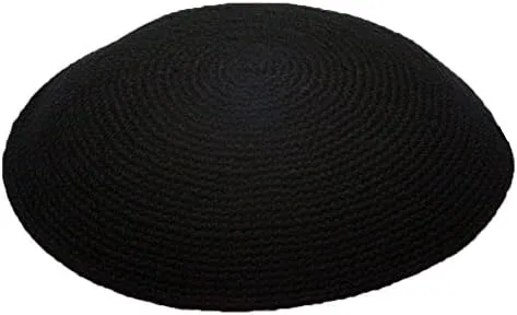 Vista 2 de Negro Hecho a Mano 100% Algodón Yarmulke Judía Kipá Kipa Judaica Yamaka Kippa Yamakah Yarmulka Sombrero Hombres O Niños