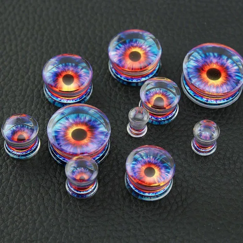 Vista 4 de ZS Acrílico Transparente Púrpura Globo Ocular Moda Tapones para Oídos Túnel Expansor Calibres Piercing