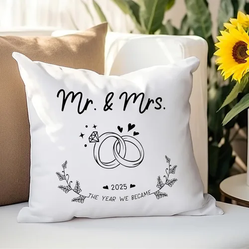 Vista 3 de Mr and Mrs - Fundas de almohada para regalos de boda de 18 x 18 pulgadas, regalos de boda para parejas 2025, recién casados, novios, regalos