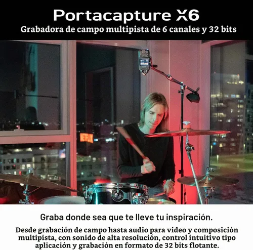 Vista 2 de Grabadora de audio portátil TASCAM Portacapture X6 de 32 bits Float, grabadora de campo para video, música, podcast, voz, podcasting