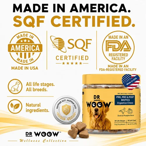 Vista 8 de Dr. Woow Pre, Post y probióticos para perros Apoyo digestivo para perros 90 masticables 3 mil millones de UFC de probióticos para perros de 7
