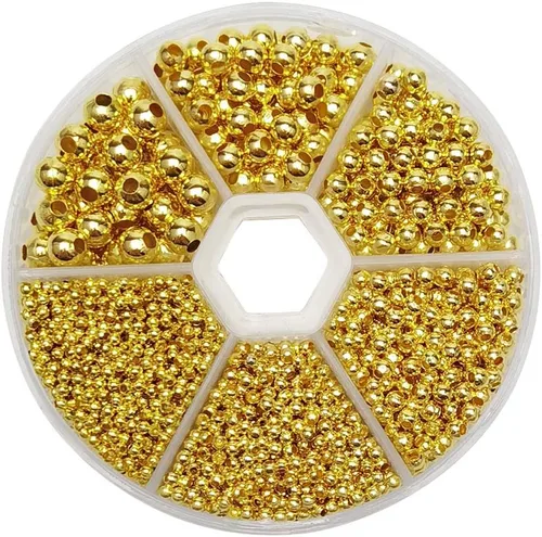 Vista 6 de Chenkou Craft 1 caja de 4500 piezas surtidas de 6 colores de metal Tinny Spacer Beads suministros para hacer joyas (mezcla, 1/12 pulgadas (0.079 in))