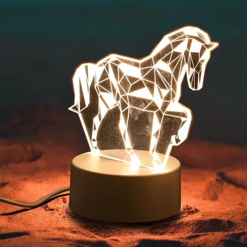 Vista 3 de Baluue Luz nocturna LED 3D, luz de ambiente de animales para niños, juguetes de cumpleaños, iluminación de ilusión visual USB para dormitorio, sala