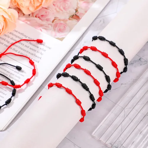 Vista 4 de 20 pulseras rojas de protección de buena suerte, pulsera de cordón rojo, pulsera de cuerda del destino, pulsera ajustable de cuerda de cabalá