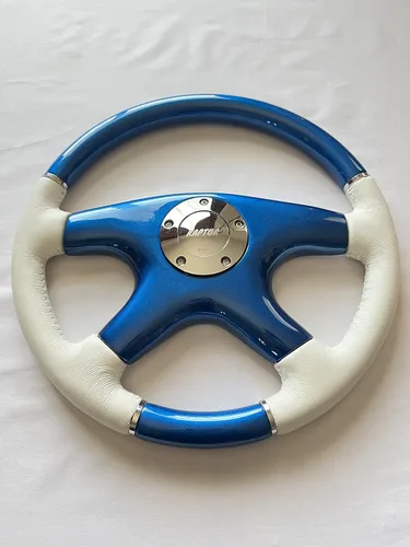 Vista 5 de Raptor Volante de madera azul y cuero blanco de 15