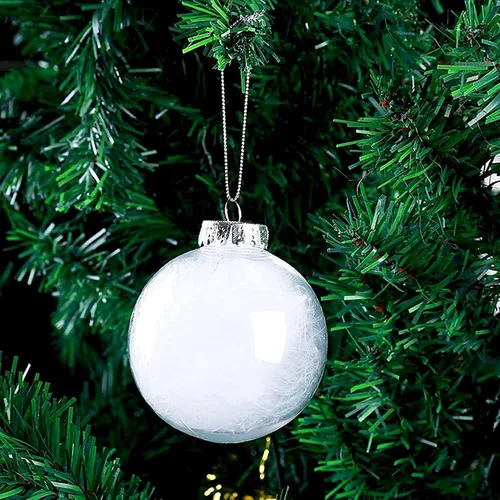 Vista 4 de 12 piezas de bolas de adorno rellenables de plástico transparente, bolas de Navidad de 60 mm para bricolaje, para Navidad, Halloween, cumpleaños