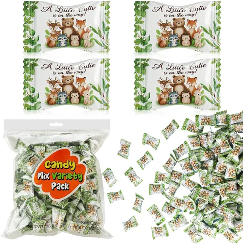 Vista 7 de Naucoos Dulces de baby shower para niña, bolsa de 26.5 onzas, 150 mentas duras a suaves, envueltas individualmente, caramelos rosados para baby