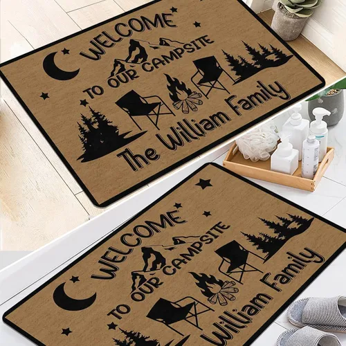Vista 5 de Magimagine Alfombra personalizada para puerta de cámper, alfombra de puerta de RV de camping personalizada con texto, alfombra de cámper