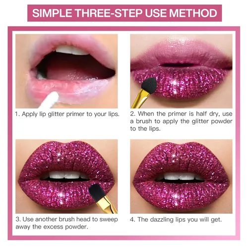 Vista 7 de LOKFAR Kit de labios con purpurina de 4 colores – Polvo de pigmento brillante de diamante y purpurina metálica brillante, resistente al agua