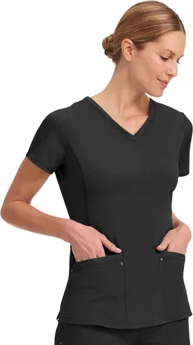 Vista 7 de Healing Hands - Camiseta médica con cuello en V para mujer, suave, elástica Negro