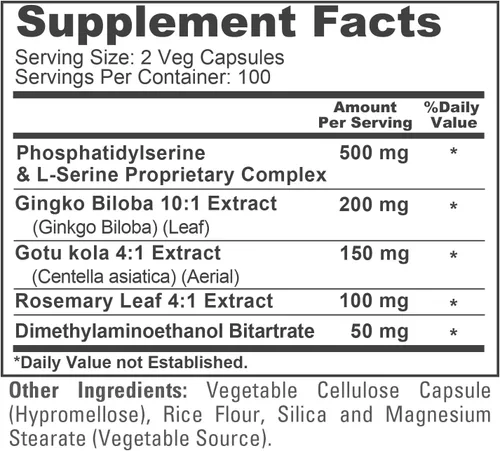 Vista 4 de NusaPure Fosfatidilserina Memory Ultimate Complex 1000mg 200 Cápsulas Vegetarianas (Vegano, Sin OGM)