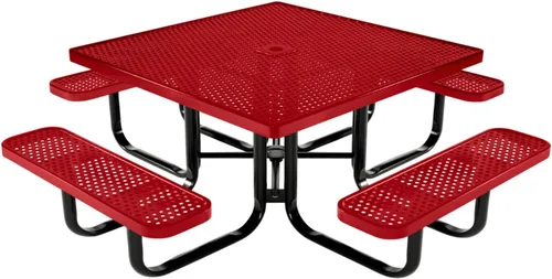 Vista 122 de COATEDOUTDOORFURNITURE Mesa de picnic cuadrada de 46 pulgadas, expandida, color negro