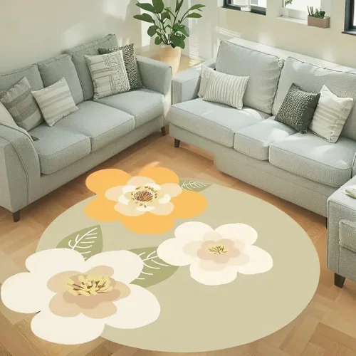 Vista 9 de ABREEZE Esterilla de meditación de flores grandes irregulares antideslizante redonda Pilates Yoga Mat de goma natural con superficie de gamuza