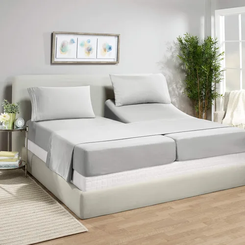 Vista 39 de Juego de sábanas de lujo Juego de cama de lujo, bolsillo extra profundo Juego de sábanas ajustable, sábana de arriba y 2 fundas de almohada, ropa