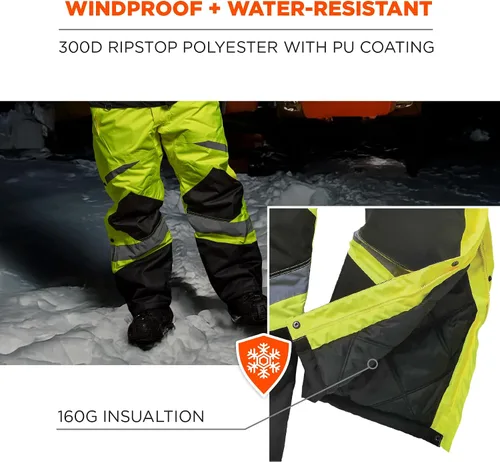 Vista 3 de Ergodyne GloWear 8928 - Overol térmico con aislamiento, alta visibilidad, resistente a la intemperie