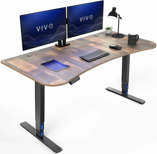 Vista 12 de VIVO - Escritorio eléctrico de pie de 71 x 30 pulgadas con marco de bambú real, ajuste de pantalla táctil, soporte de marco de 176 lb, serie 2E