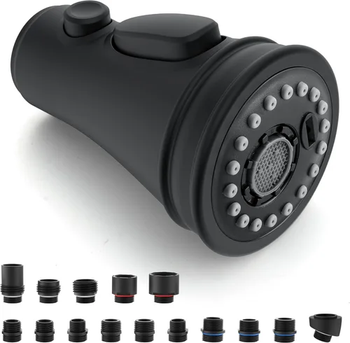 Vista 11 de Reemplazo de cabezal rociador de grifo de cocina, cabezal rociador extraíble con 15 adaptadores, cabezal de grifo de fregadero de cocina de 3