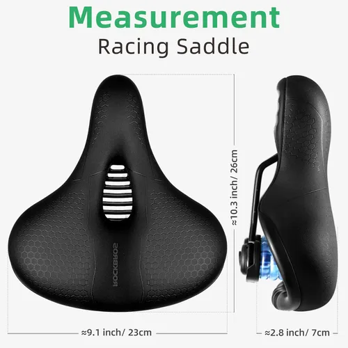 Vista 6 de ROCKBROS Asiento de bicicleta de espuma viscoelástica, sillín de bicicleta cómodo e impermeable para bicicletas de ciudad, MTB y carreras
