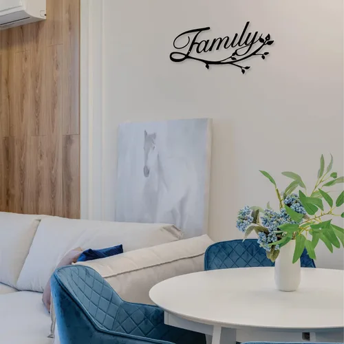 Vista 5 de Letreros familiares de metal, negro, 12 x 7.99 pulgadas, estilo moderno, montaje en pared, perfecto para decoración del hogar, regalos