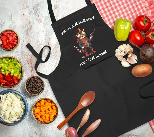 Vista 2 de MICPTUB - Divertidos delantales ajustables para hornear gatos occidentales con bolsillos, regalos para mujeres panaderas, amantes de los gatos