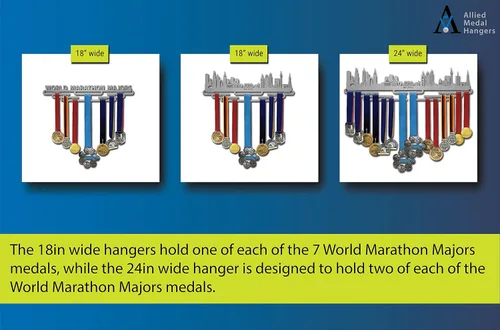 Vista 4 de Allied Medal Hangers World Marathon Majors (Cityscape) (18 pulgadas de ancho con 7 barras colgantes) - Estante de exhibición para colgar medallas