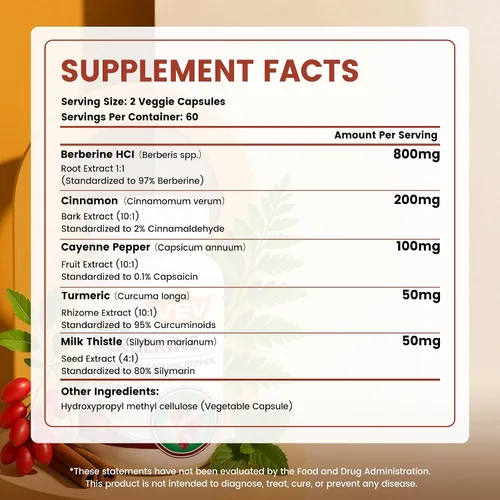 Vista 3 de VEV Berberine Supplement with Ceylon Cinnamon for Daily Wellness Support– 2 Bottles (240 Capsules Total)