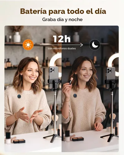 Vista 4 de Micrófono inalámbrico Lavalier para iPhone Android, reducción de ruido AI Studio-Grade Audio Quality, 45H Battery Life, 100ft Stable Wireless