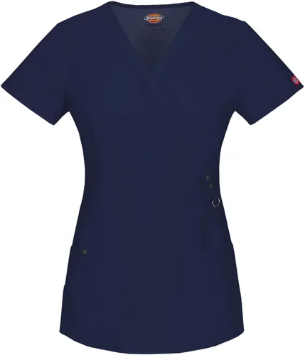 Vista 5 de Dickies Xtreme Stretch Mujer Scrubs Top Mock Wrap 85956 Negro