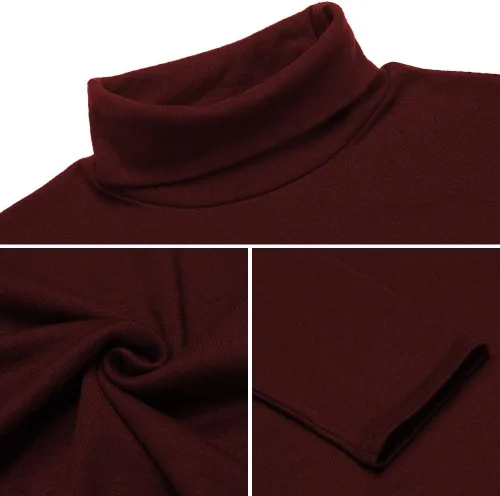 Vista 82 de Camiseta de manga larga para hombre, ajustada, ligera, con cuello de tortuga