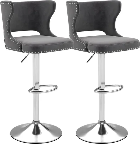 Vista 11 de Westice Juego de 2 taburetes de bar, taburetes de altura de mostrador para isla de cocina con base dorada ajustable, modernas sillas de bar