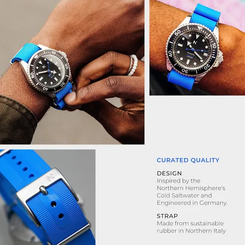 Vista 5 de Reloj mecánico de buceo para hombre, acero inoxidable, duradero, versátil e impermeable, protegido por cristal de zafiro, con correa de rendimiento