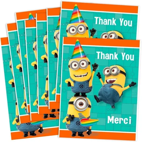 Vista 6 de Unique Tarjetas de agradecimiento de Despicable Me - 5.5 x 4 pulgadas, 8 unidades (paquete de 3)