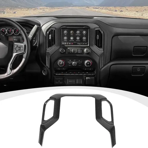 Vista 8 de RAZPOY Cubierta para panel de navegación Silverado, consola central, panel de navegación GPS, compatible con Chevy Silverado 2019-2021 y GMC-Sierra