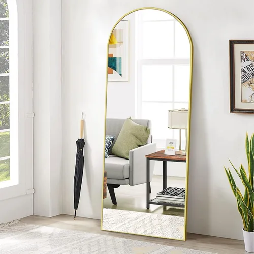 Vista 13 de BEAUTYPEAK Espejo de longitud de arco de 71 x 30 pulgadas con soporte Negro