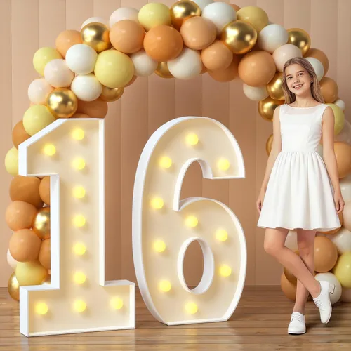 Vista 16 de imprsv Letras con luz para marquesina, letras de mosaico de 3 pies de alto con luz para decoración de baby shower, graduación, grandes