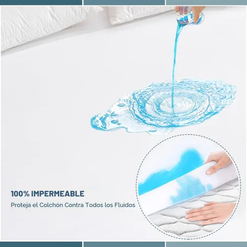 Vista 3 de Protector de colchón impermeable tamaño individual, funda de colchón de bolsillo profundo, suave y transpirable, funda de cama ajustable sin ruido