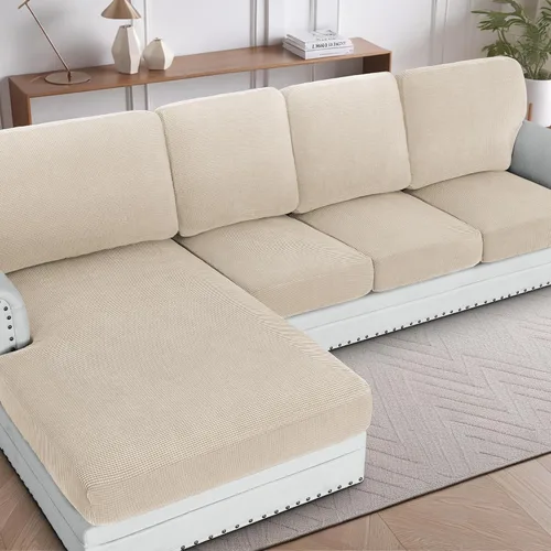 Vista 35 de H.Versailtex - Funda de sofá seccional de 1 pieza, funda deslizante para chaise con forma de L, funda de cojín separada para sofá seccional tanto