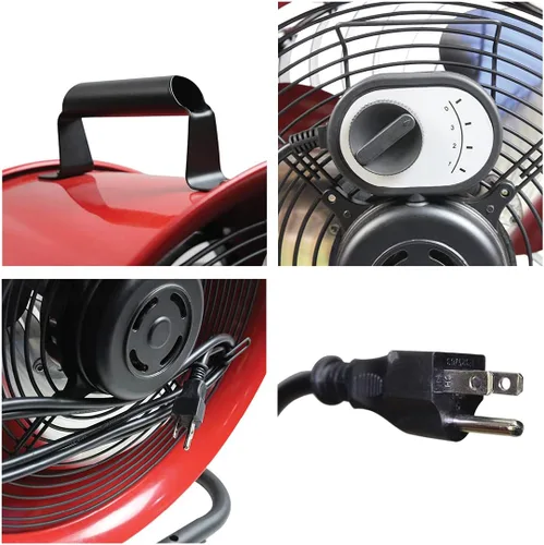 Vista 3 de MaxxAir HVFF16T RED UPS Ventilador de suelo, 16 pulgadas, alta velocidad, UPS