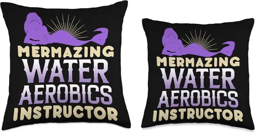 Vista 3 de Mermazing Water Aerobics Instructor Fitness Expert Graphic Throw Pillow