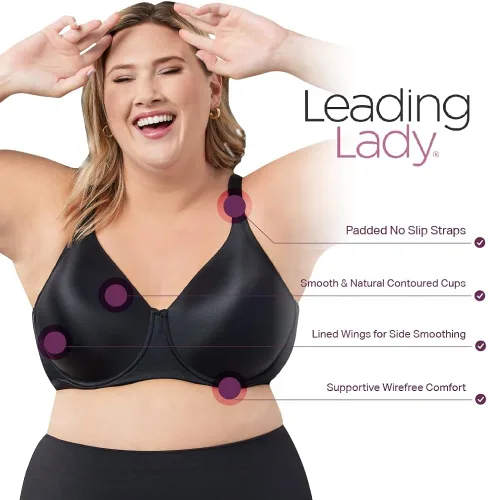 Vista 7 de Leading Lady - Brasier tipo camiseta acolchado sin varillas para mujer, tallas extra.