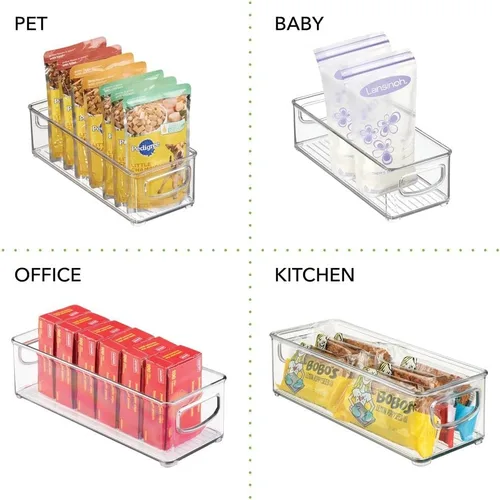 Vista 4 de mDesign Contenedores pequeños de plástico para almacenamiento de baño con asas para organización en armario, armario, tocador o estante de armario