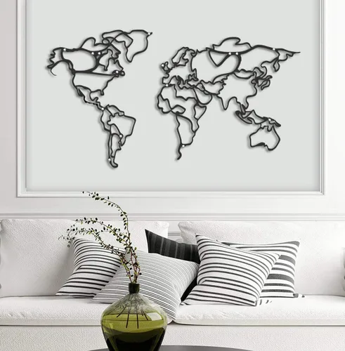 Vista 5 de Tubibu Decoración decorativa de pared de mapa del mundo de metal, decoración de oficina en casa, decoración de dormitorio y sala de estar