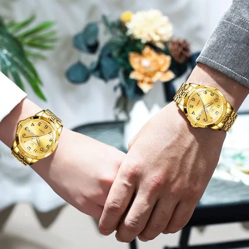 Vista 5 de OLEVS Reloj para Hombre Mujer Cara Grande Unisex Diamante Lujo Vestir Analógico Cuarzo Acero Inoxidable Impermeable Luminoso Fecha Negocios Informal