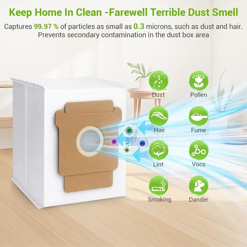 Vista 5 de Paquete de 16 bolsas de polvo combinadas Plus 405 para Roomba Essential Q0520/Plus 405 Combo/Plus 505 Combo/Plus 504 Vac/Y0140